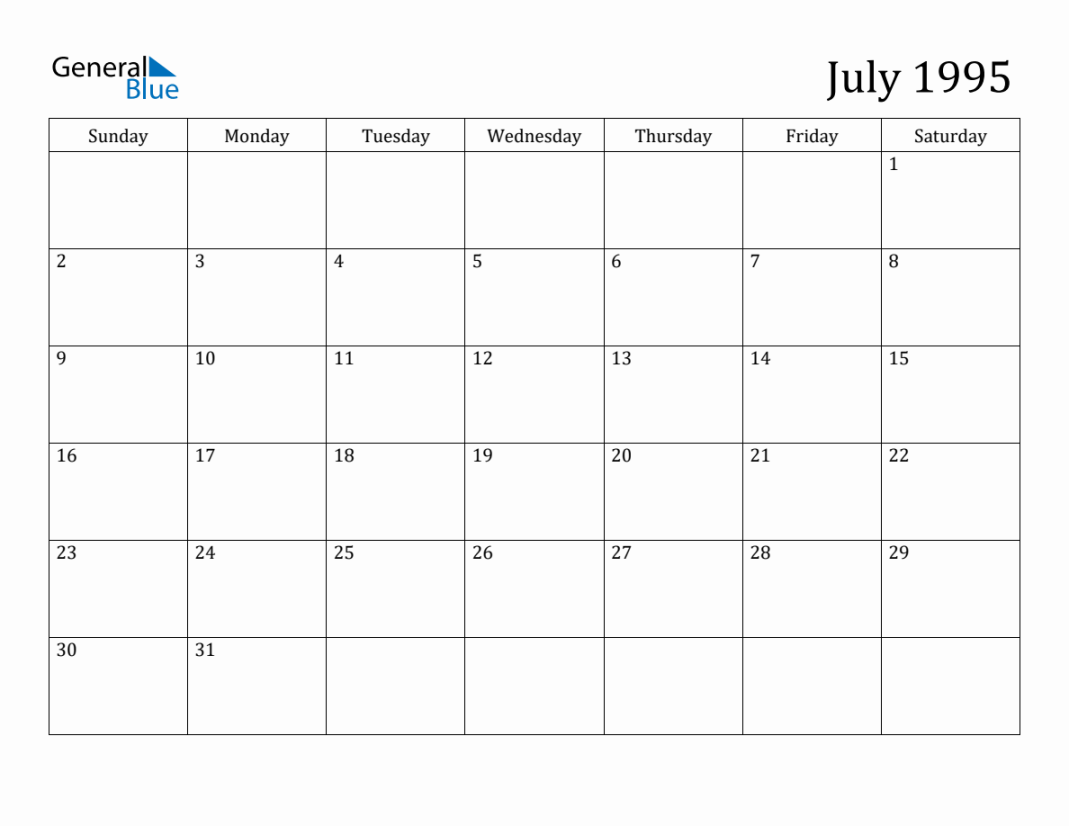 July  Monthly Calendar