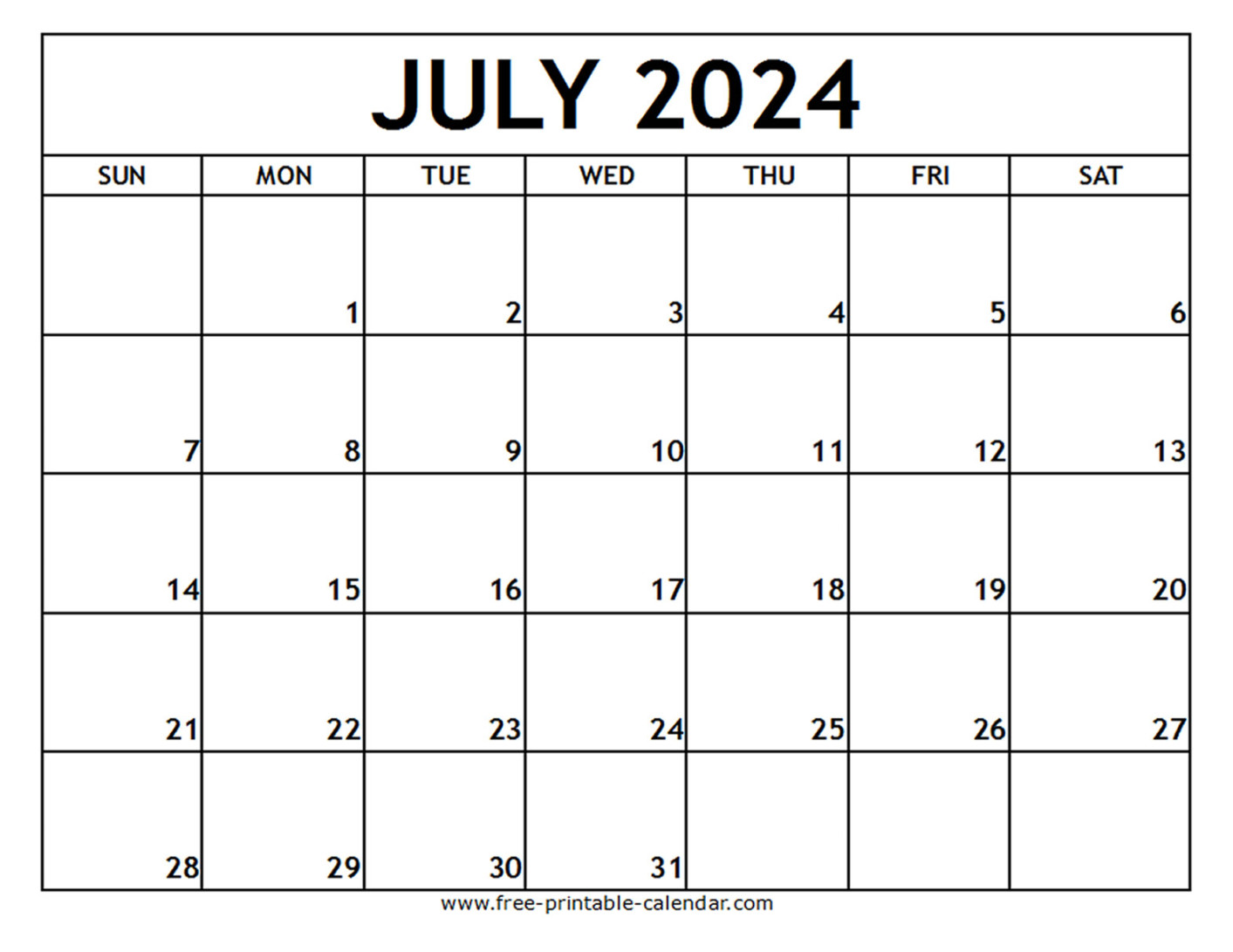 Blank July 2024 Calendar Printable Pdf Good Calendar Idea