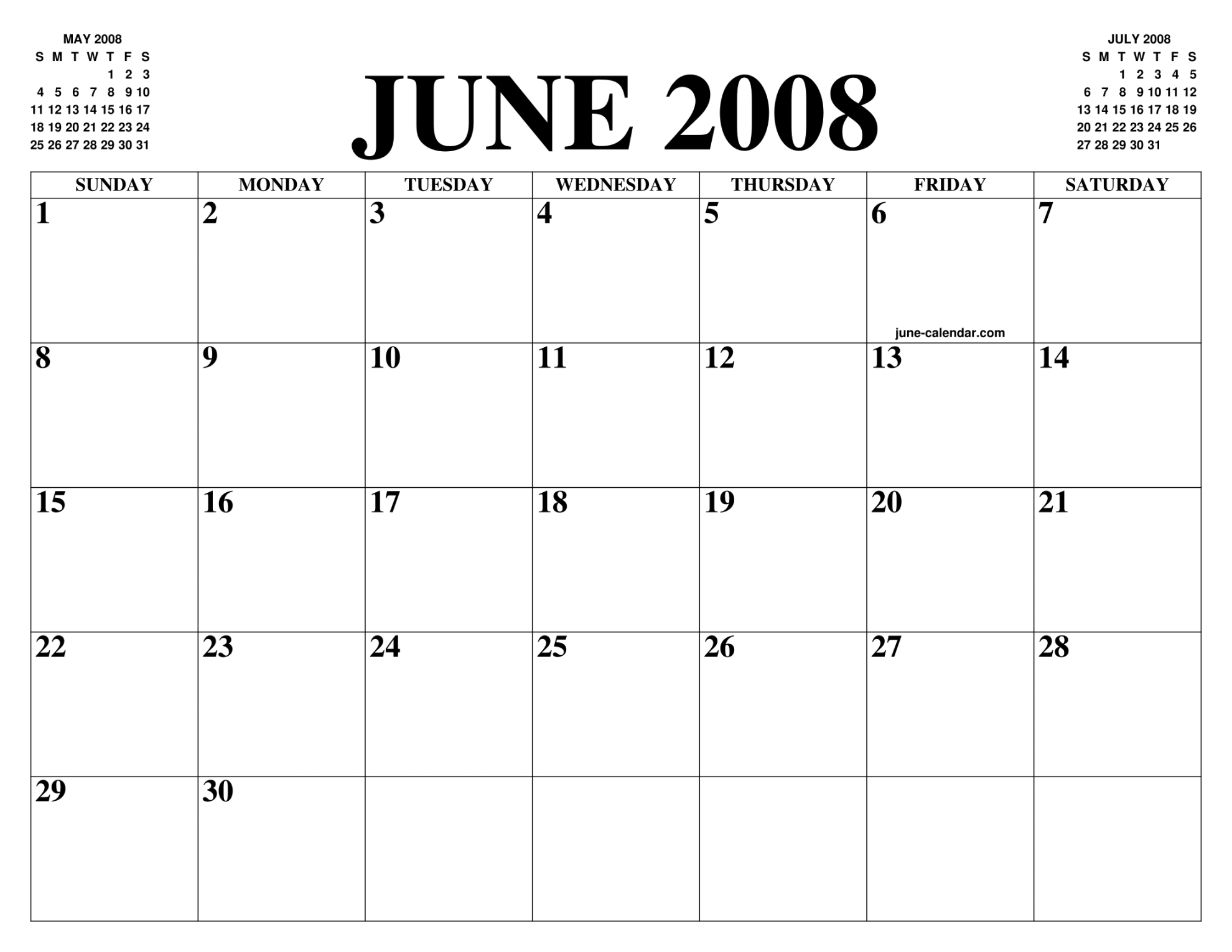 JUNE  CALENDAR OF THE MONTH: FREE PRINTABLE JUNE CALENDAR OF