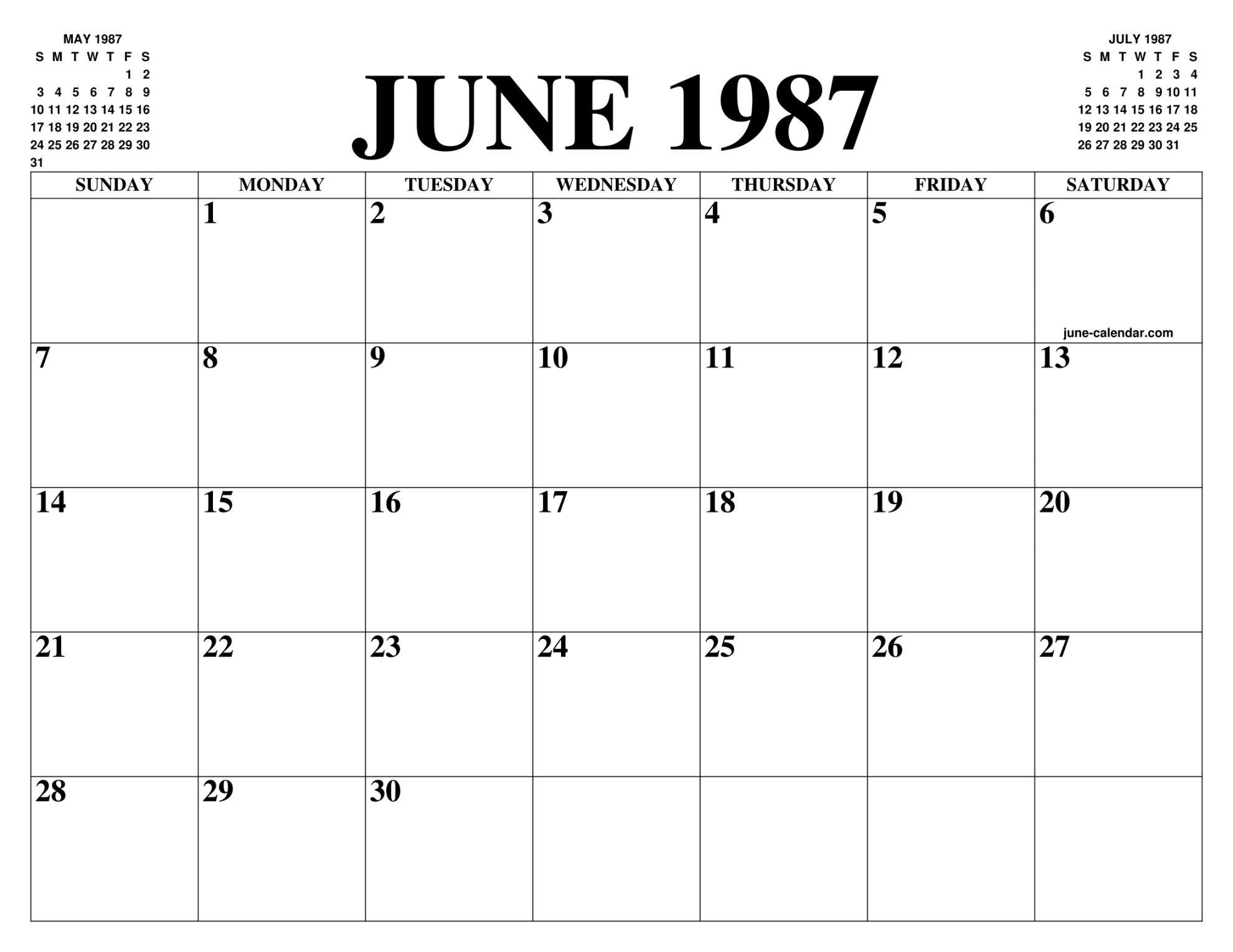 JUNE  CALENDAR OF THE MONTH: FREE PRINTABLE JUNE CALENDAR OF
