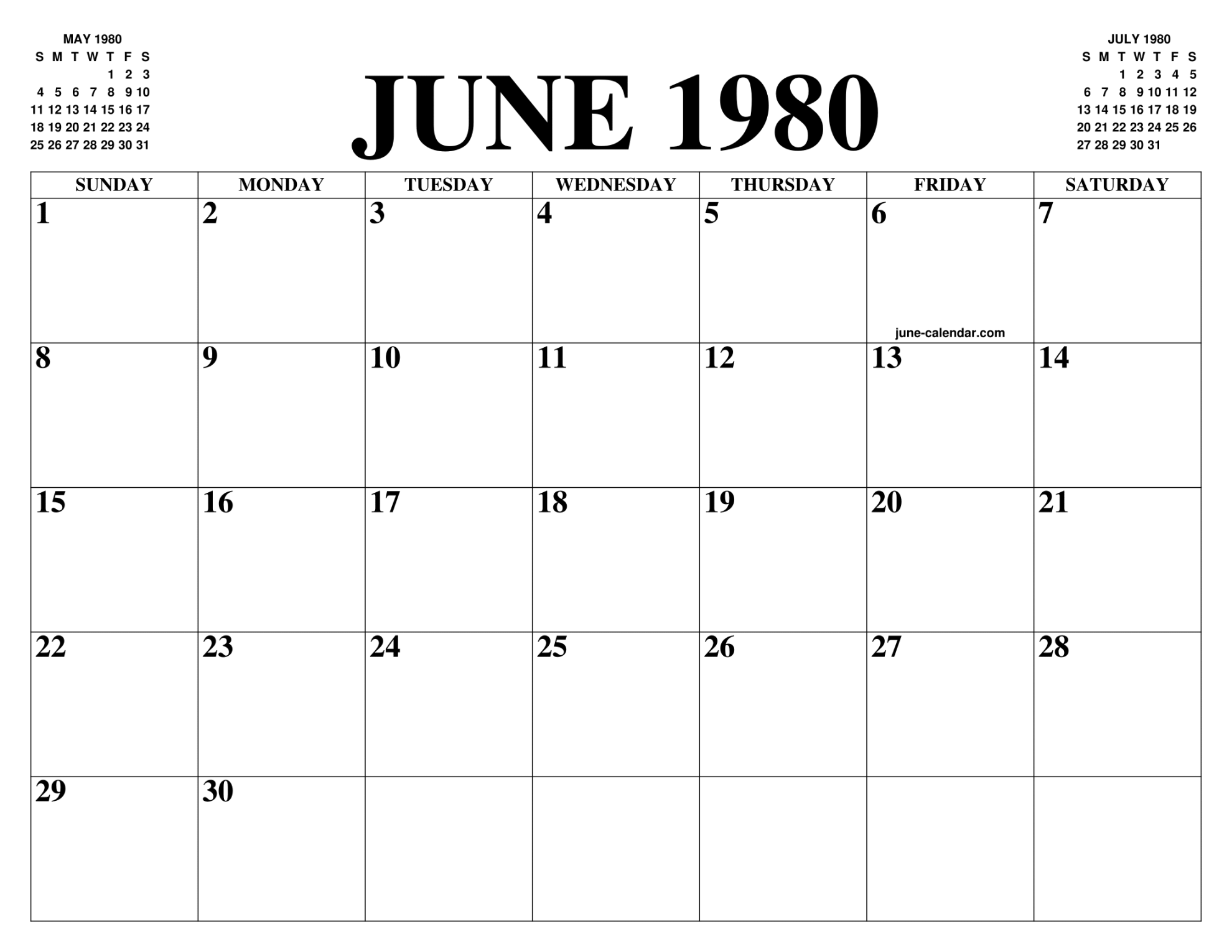 JUNE  CALENDAR OF THE MONTH: FREE PRINTABLE JUNE CALENDAR OF