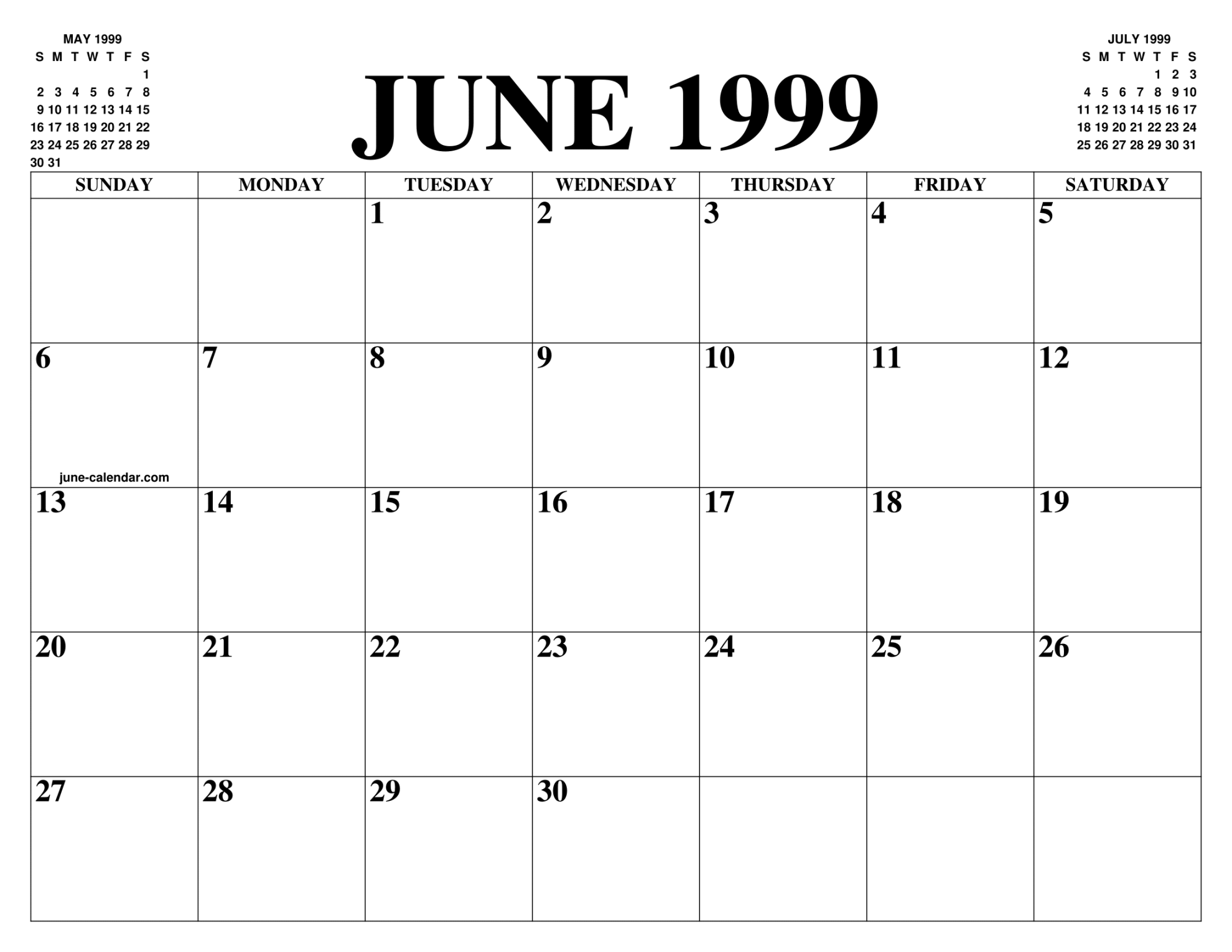 JUNE  CALENDAR OF THE MONTH: FREE PRINTABLE JUNE CALENDAR OF
