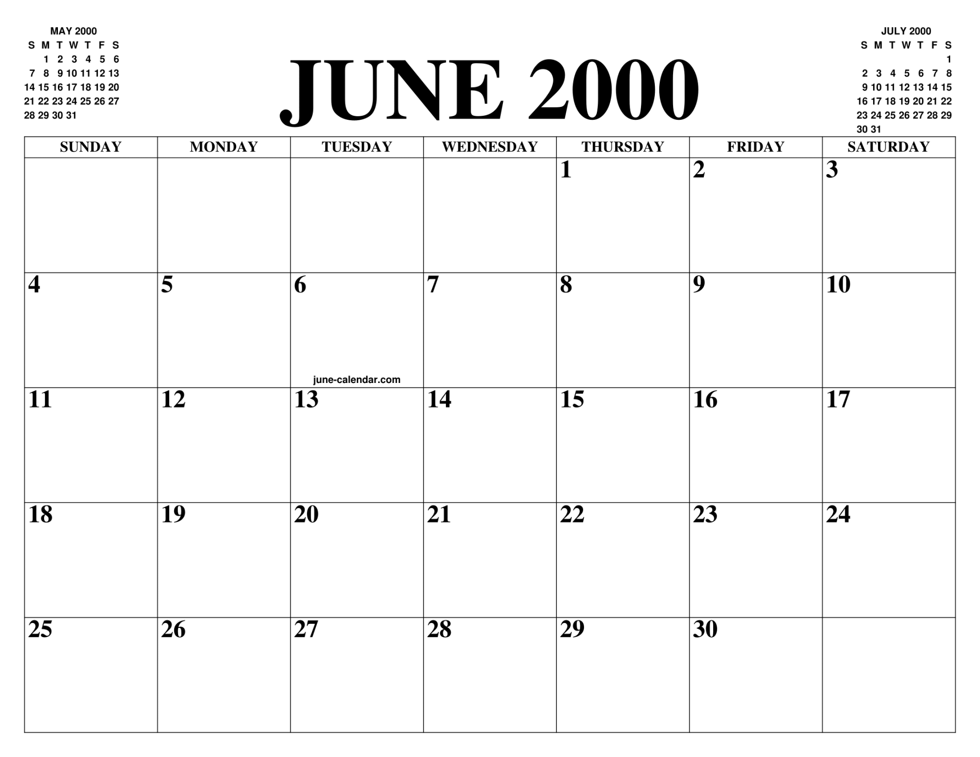 JUNE  CALENDAR OF THE MONTH: FREE PRINTABLE JUNE CALENDAR OF