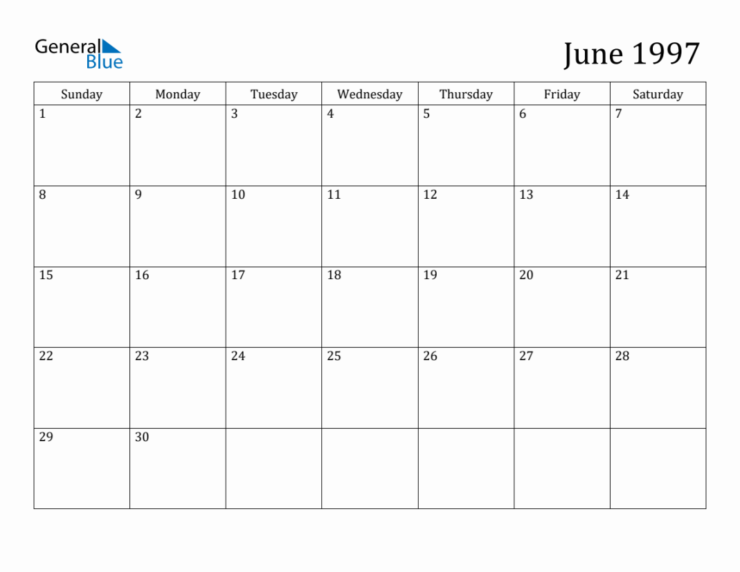 June  Monthly Calendar