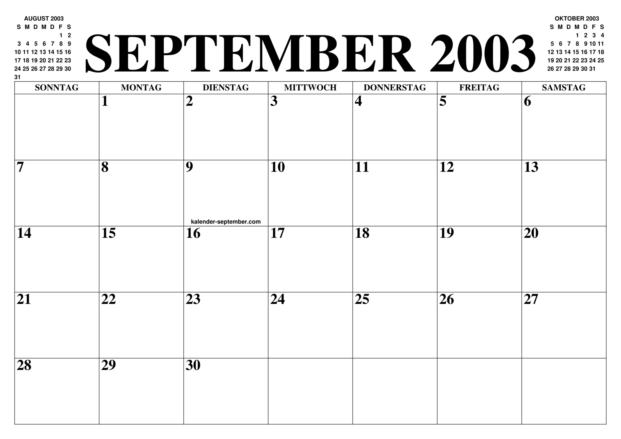 KALENDER SEPTEMBER  : SEPTEMBER KALENDER ZUM AUSDRUCKEN GRATIS
