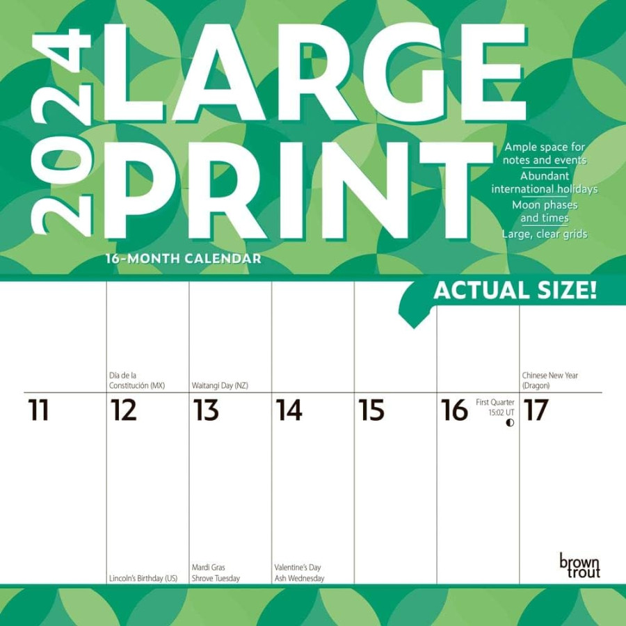 Large Print    x  Inch Monthly Square Wall Calendar  Matte Paper   BrownTrout  Easy to See Large Font