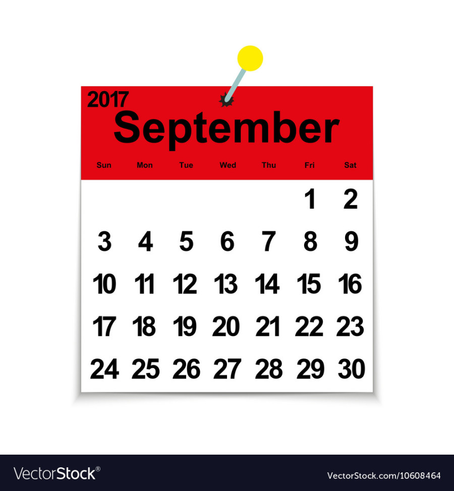 Leaf calendar  with the month of september Vector Image