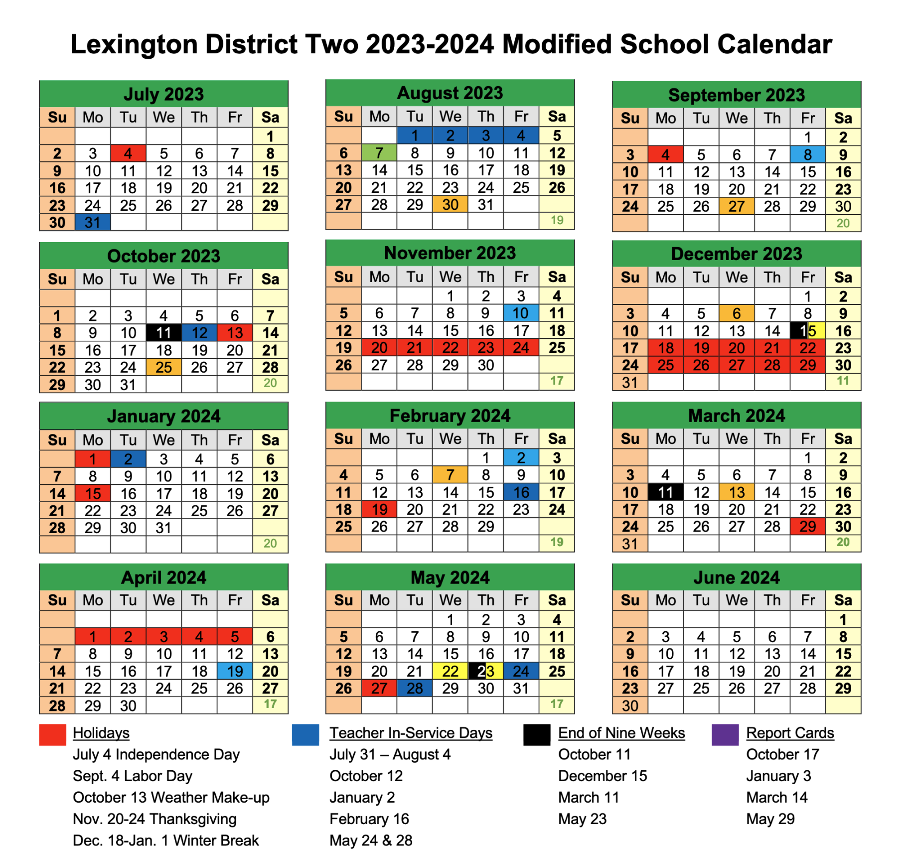 Lexington Two releases - school calendar - ABC Columbia