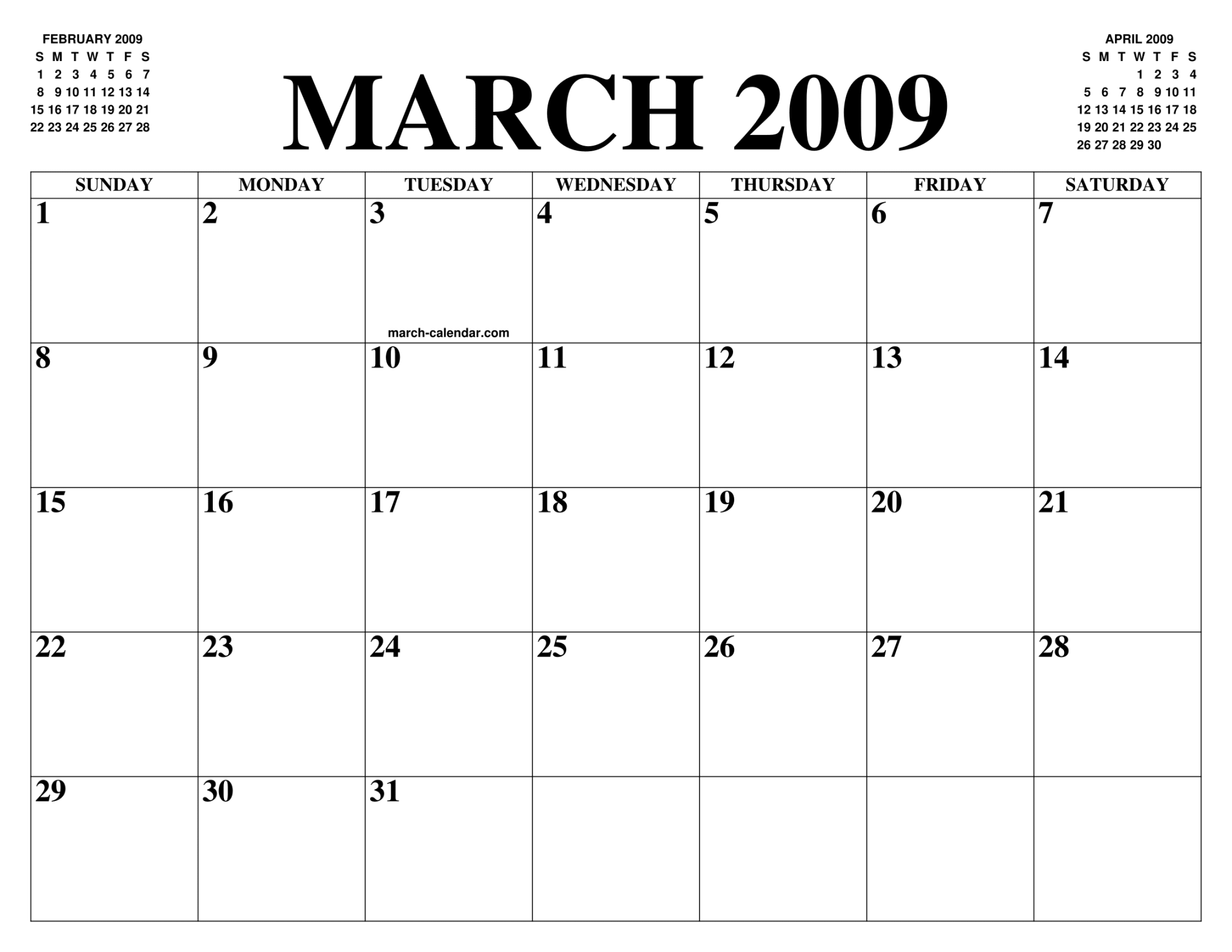 MARCH  CALENDAR OF THE MONTH: FREE PRINTABLE MARCH CALENDAR OF