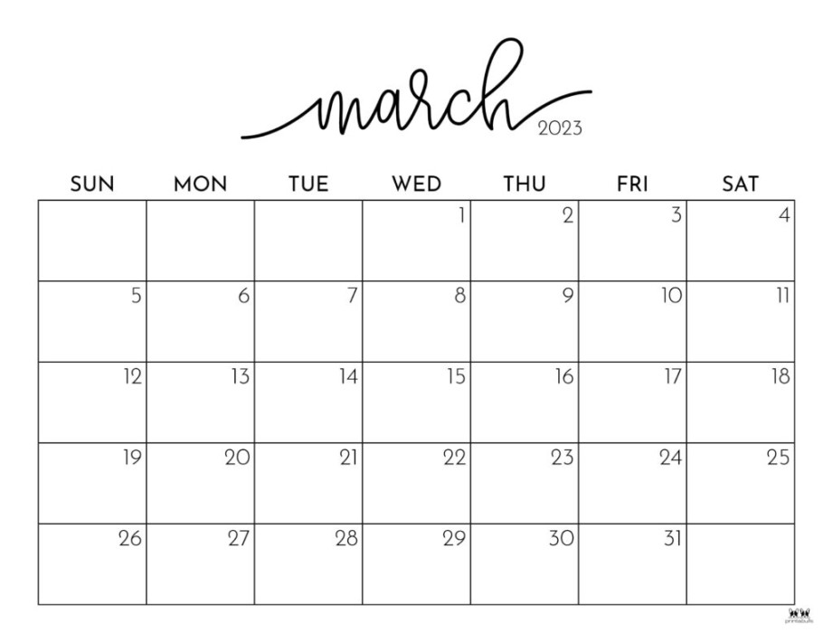 March  Calendars -  FREE Printables  Printabulls