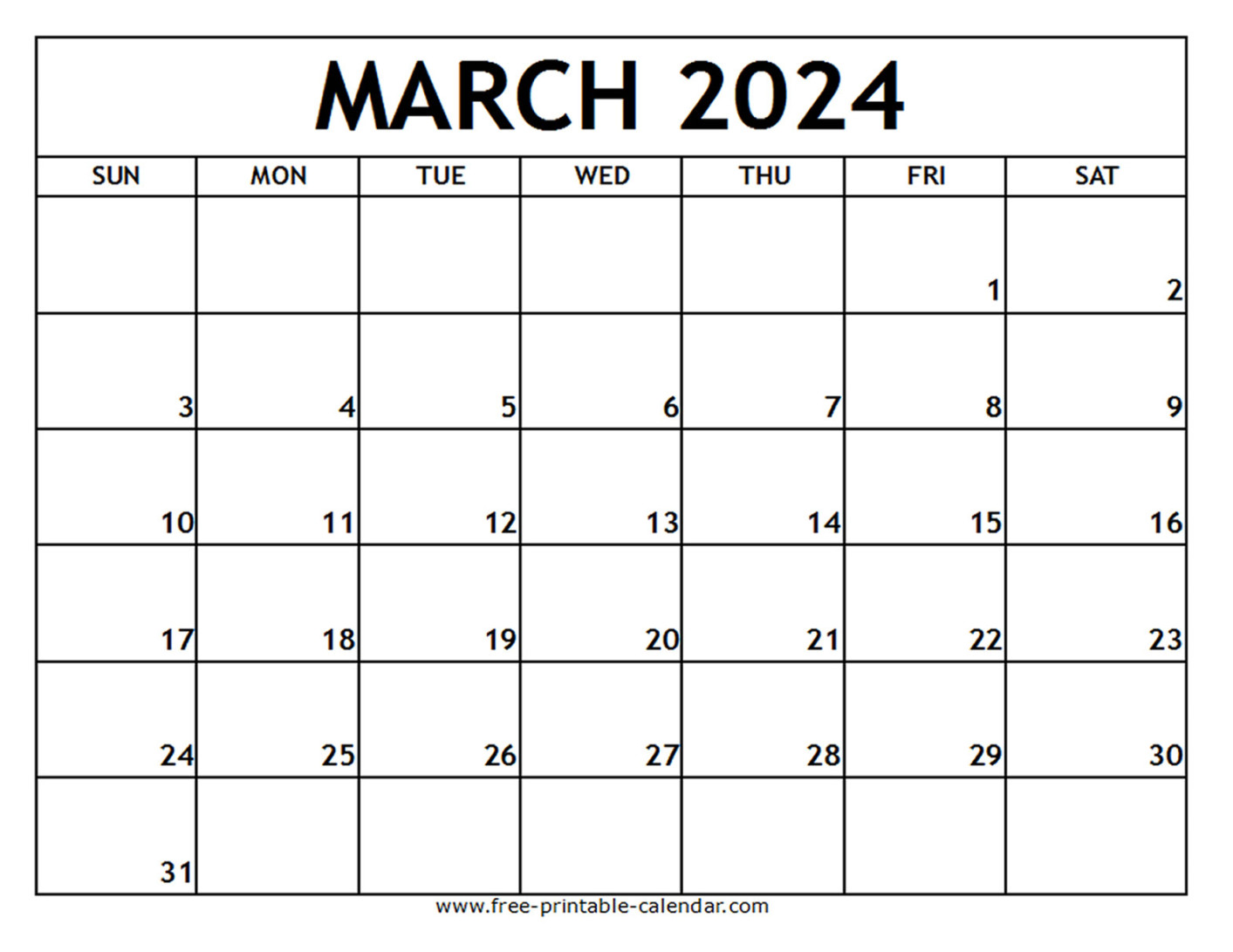 March  Printable Calendar - Free-printable-calendar