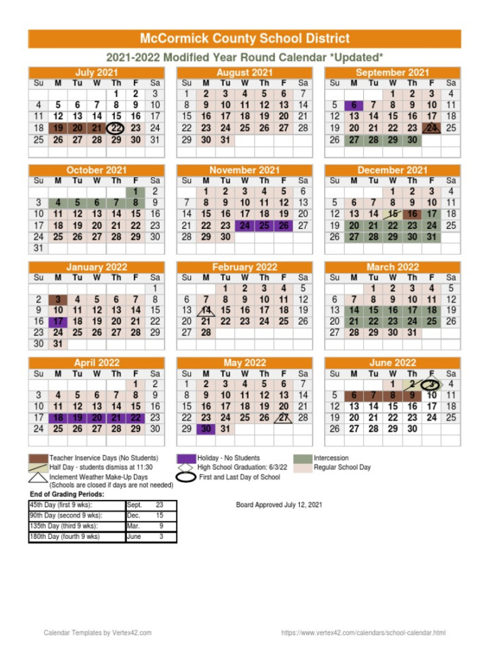 Modified Academic Calendar  PDF