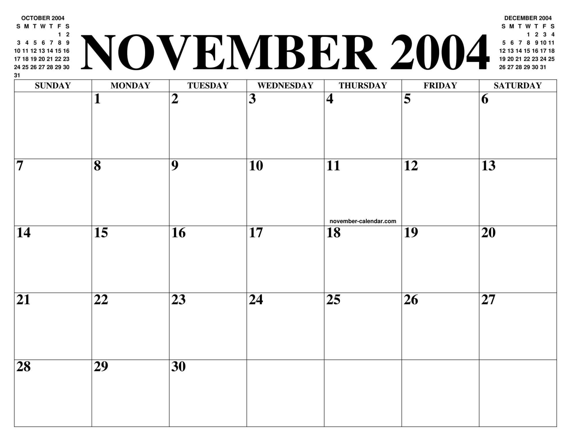 NOVEMBER  CALENDAR OF THE MONTH: FREE PRINTABLE NOVEMBER