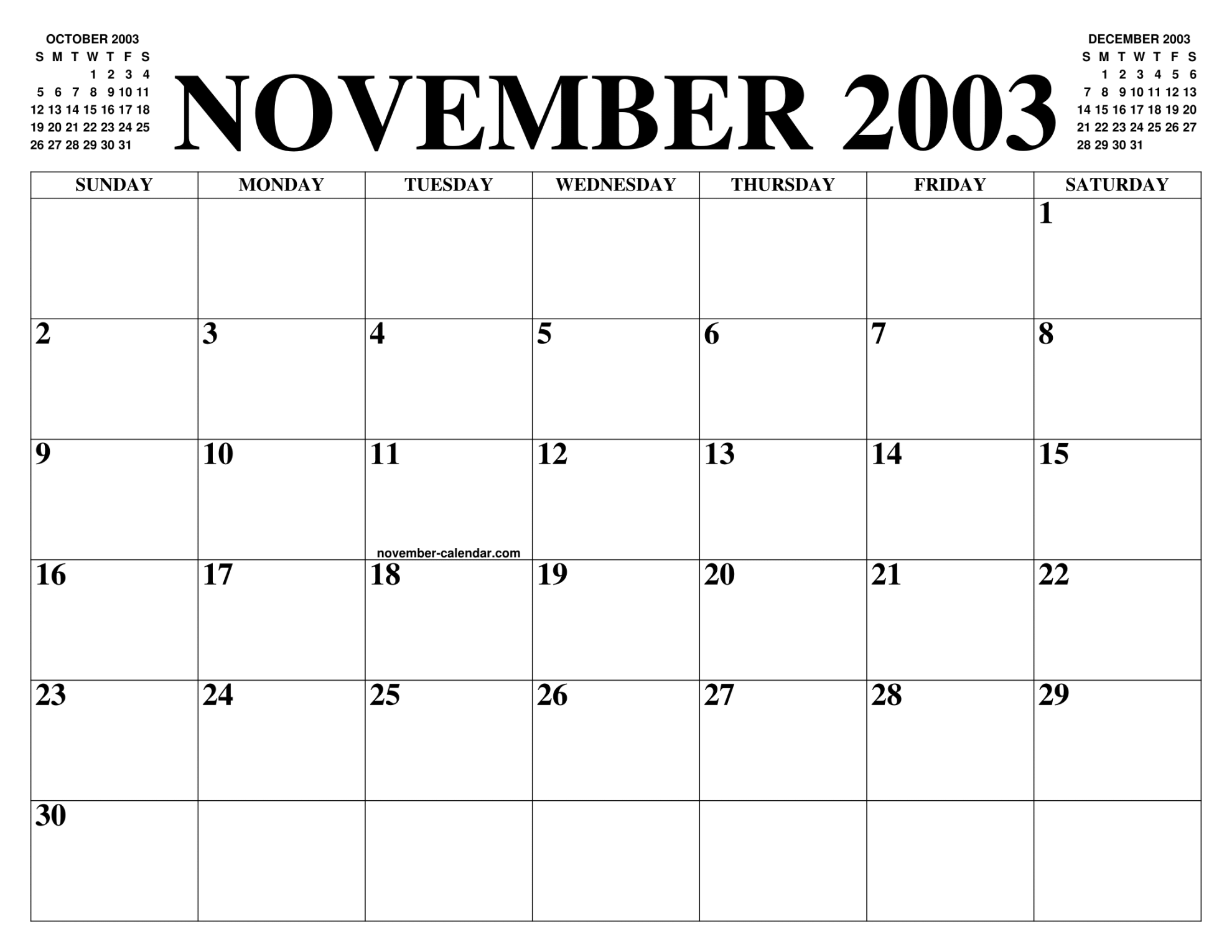 NOVEMBER  CALENDAR OF THE MONTH: FREE PRINTABLE NOVEMBER