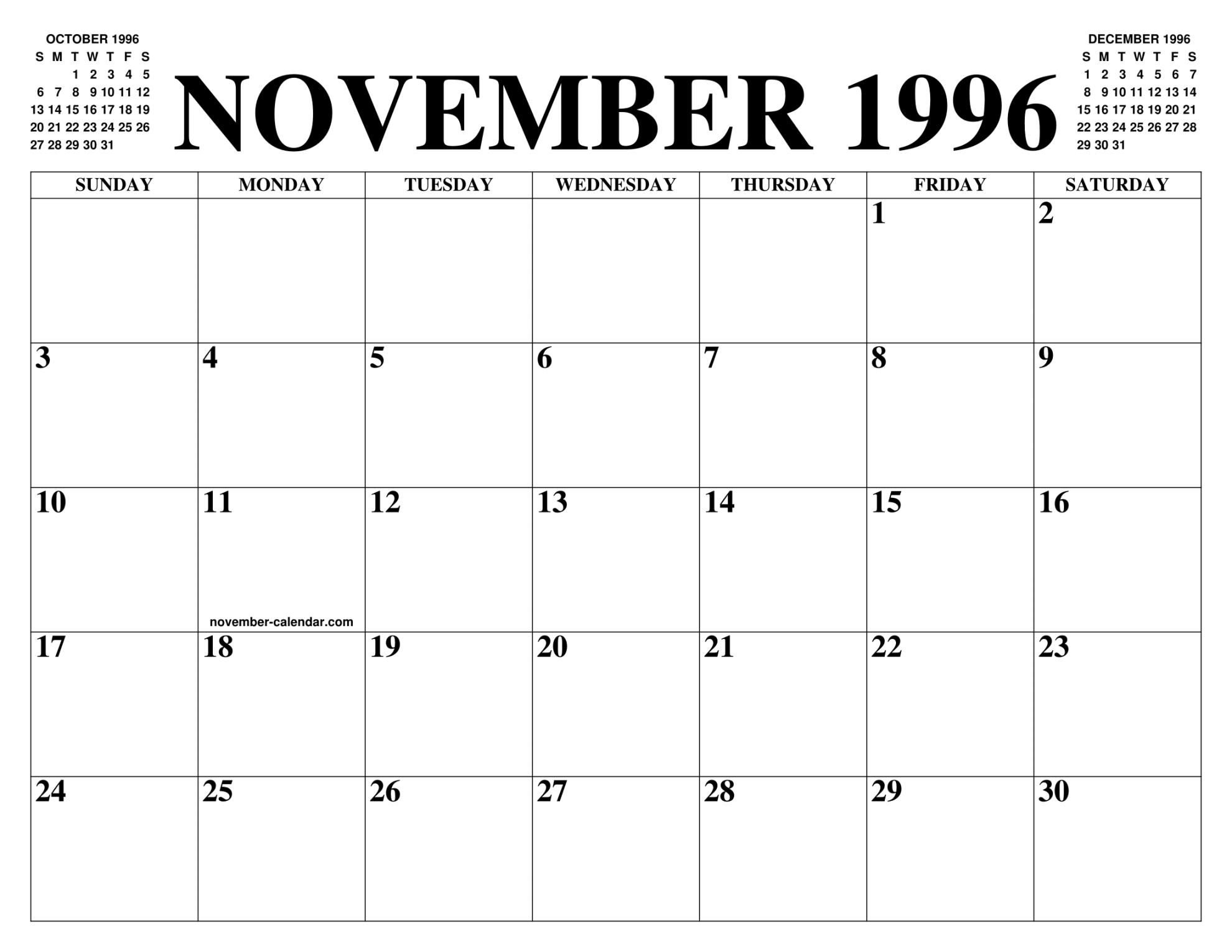 NOVEMBER  CALENDAR OF THE MONTH: FREE PRINTABLE NOVEMBER