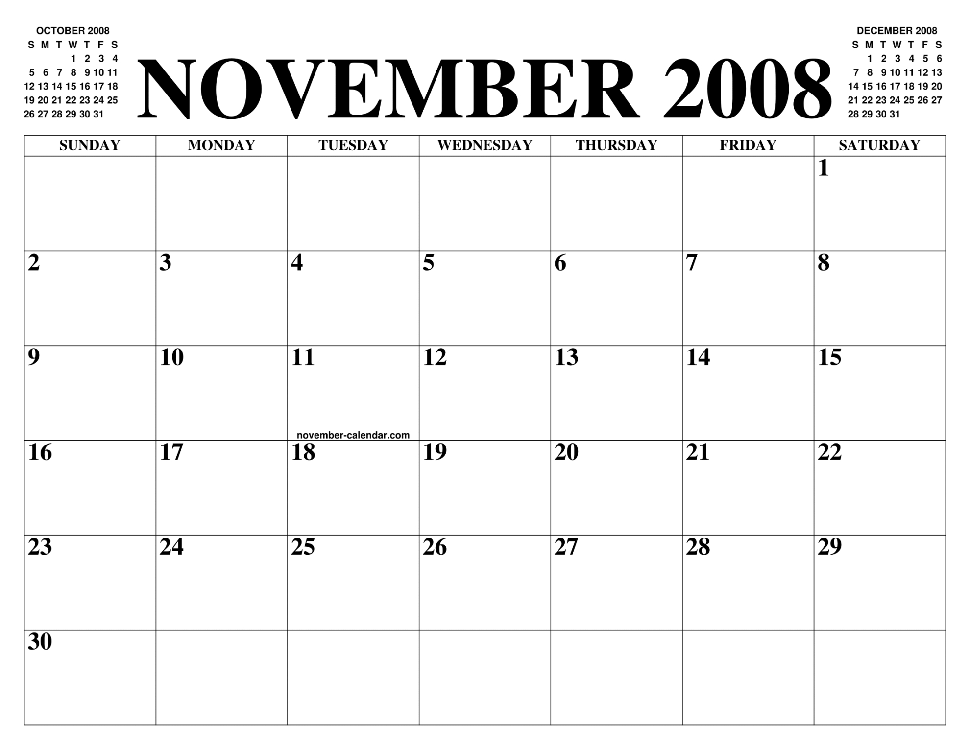NOVEMBER  CALENDAR OF THE MONTH: FREE PRINTABLE NOVEMBER