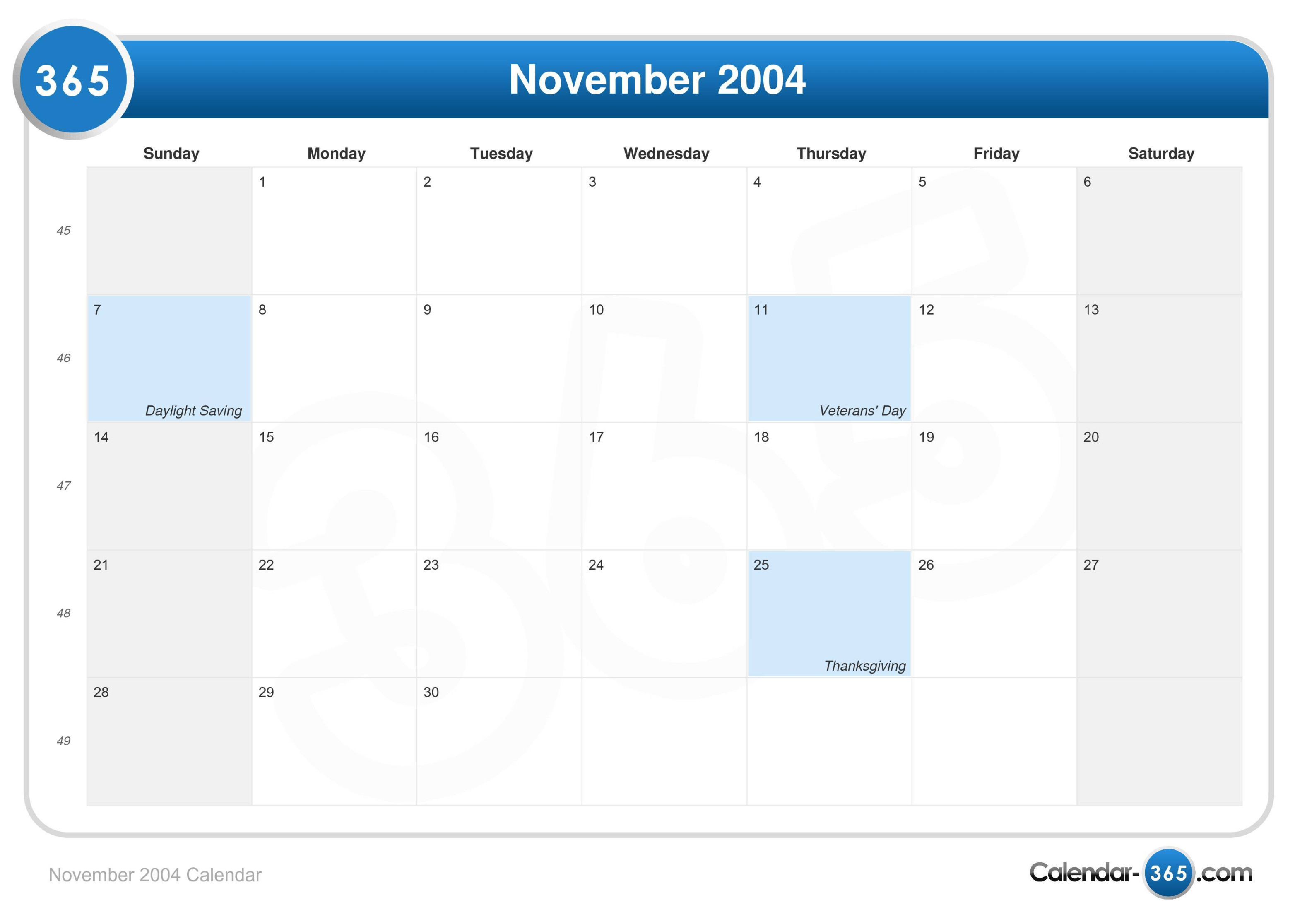November  Calendar