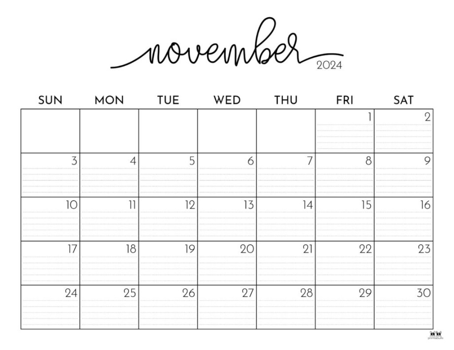 November  Calendars -  FREE Printables  Printabulls