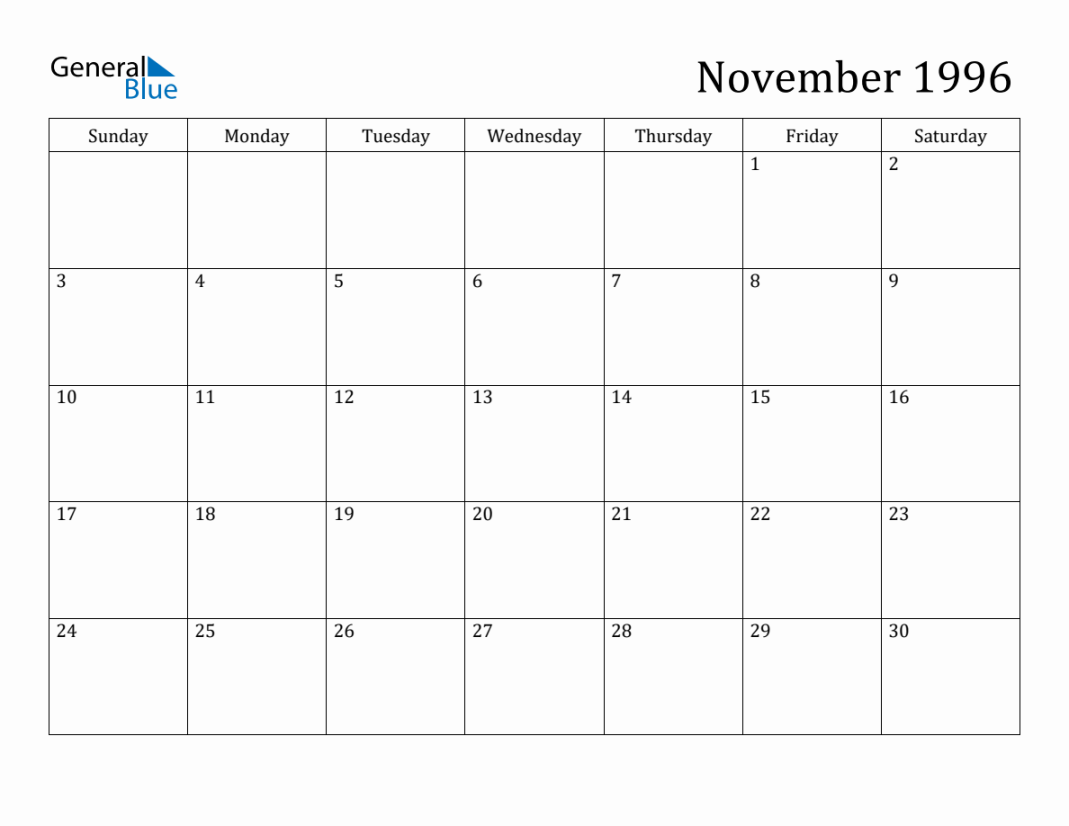 November  Monthly Calendar