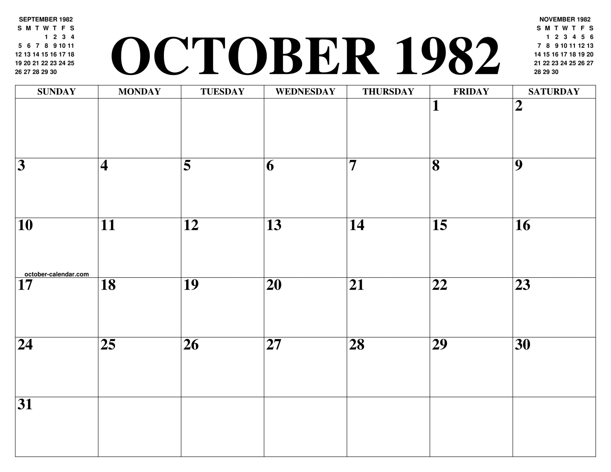 OCTOBER  CALENDAR OF THE MONTH: FREE PRINTABLE OCTOBER