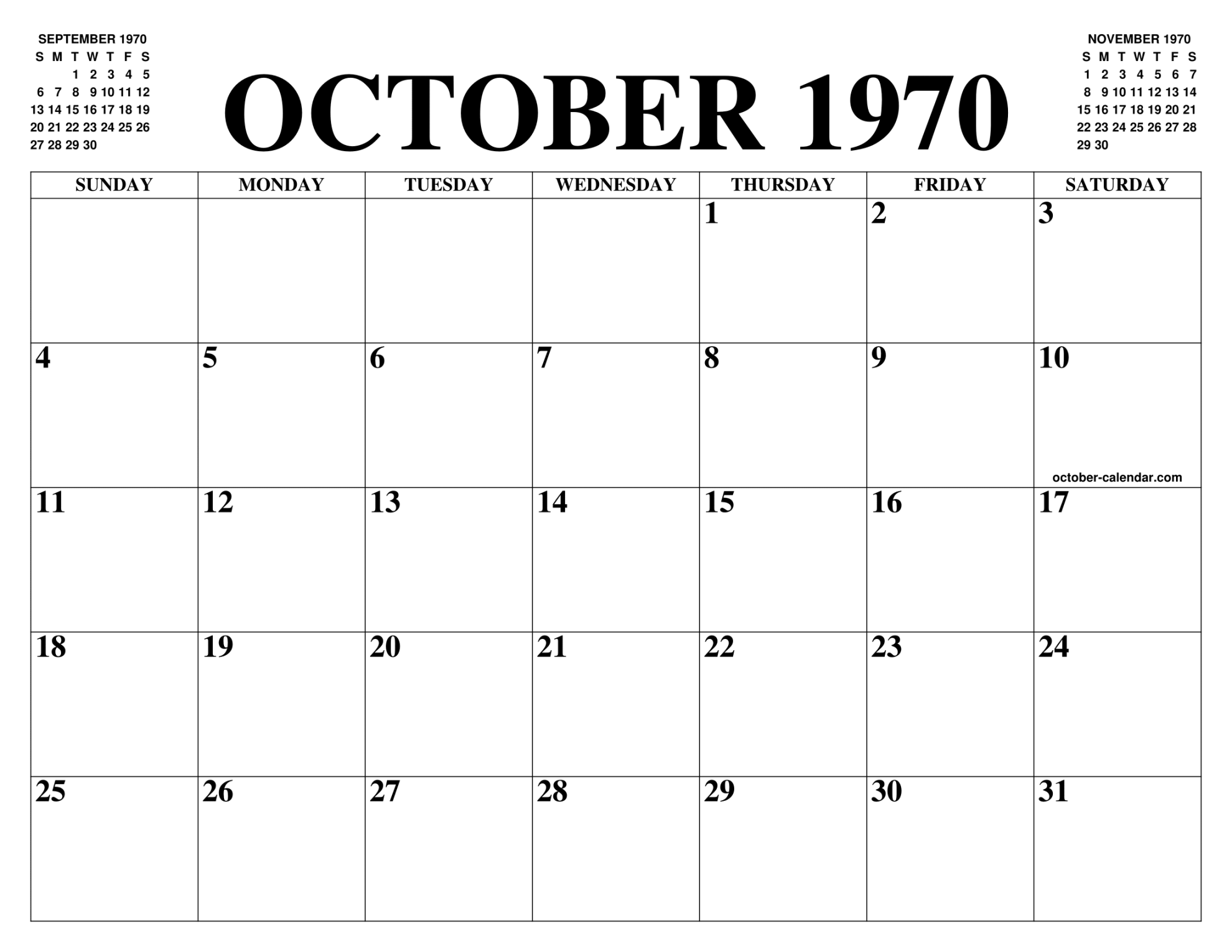 OCTOBER  CALENDAR OF THE MONTH: FREE PRINTABLE OCTOBER