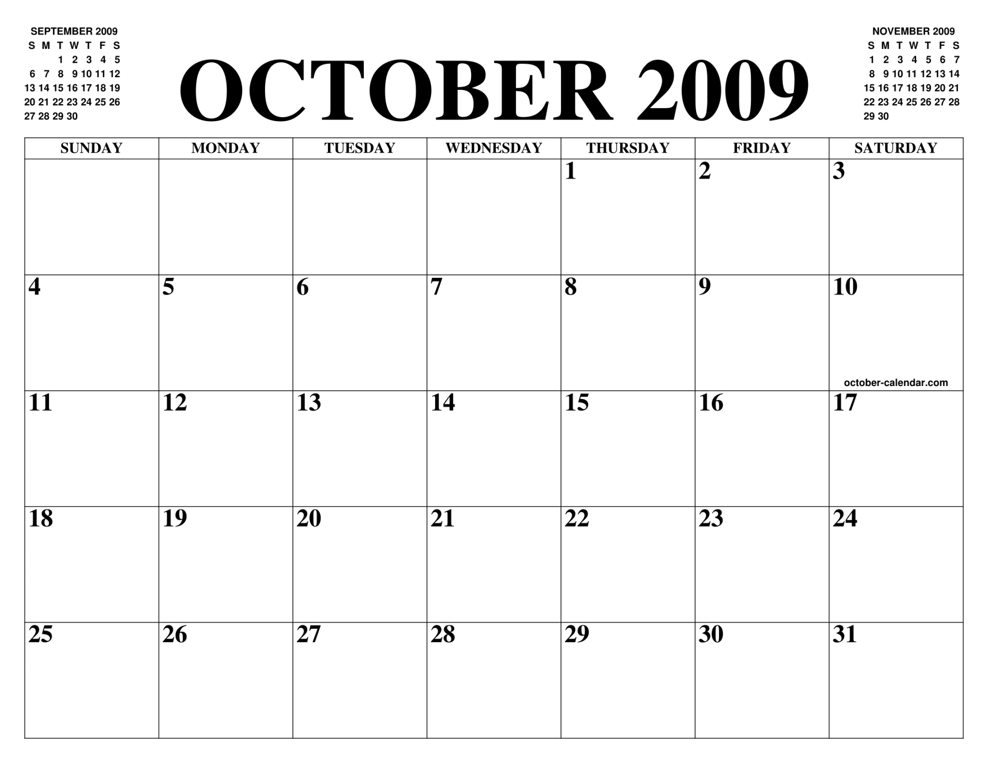 OCTOBER  CALENDAR OF THE MONTH: FREE PRINTABLE OCTOBER