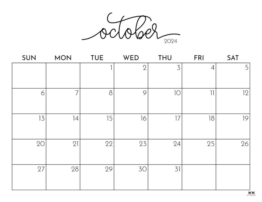 Blank October 2024 Calendar Printable Pdf