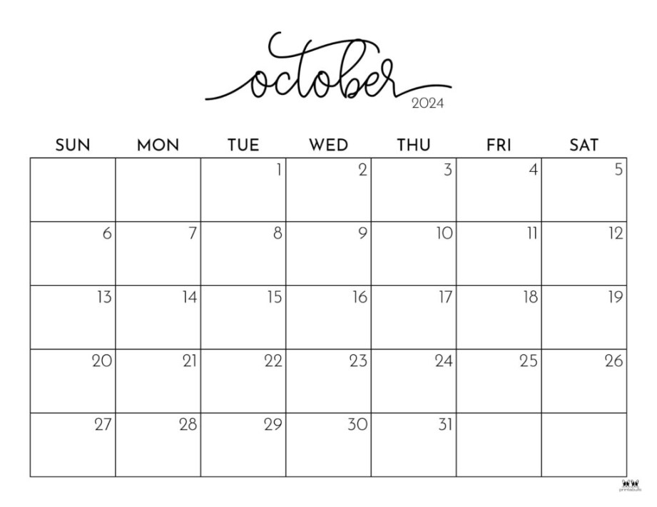 October  Calendars -  FREE Printables  Printabulls