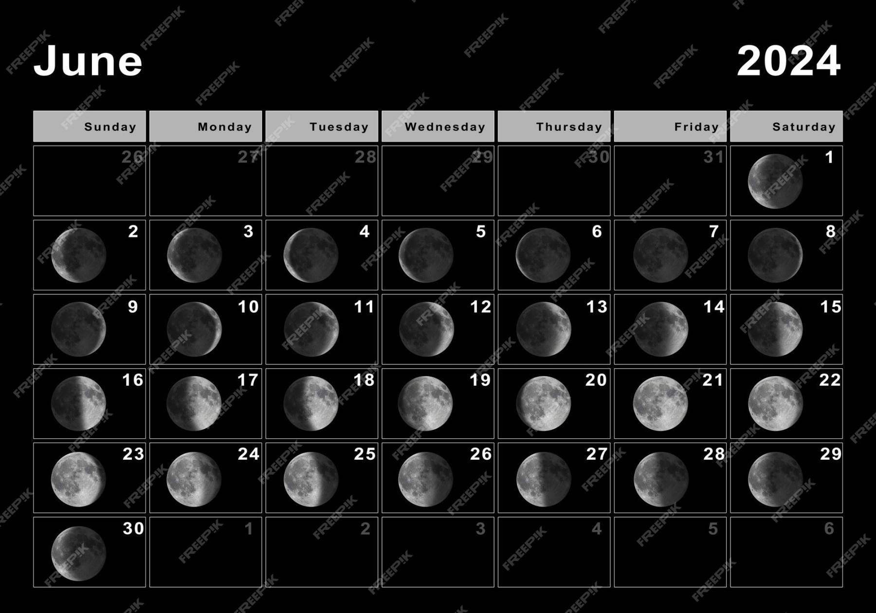 Premium Photo  June  lunar calendar, moon cycles, moon phases
