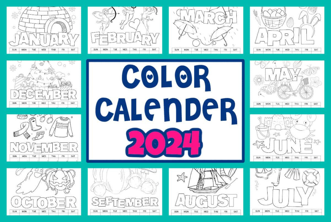 Printable Coloring Calendar For Kids - Made with HAPPY