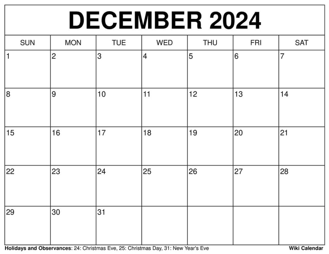 Printable December  Calendar Templates With Holidays