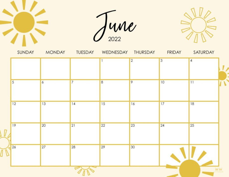 Printable June  Calendar-Style   June calendar printable