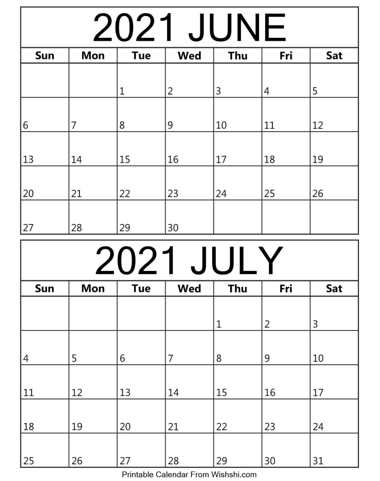 Printable June July  Calendar  June calendar printable