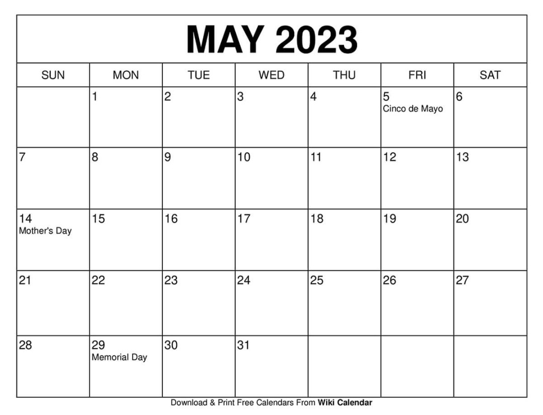 Printable May  Calendar Templates With Holidays