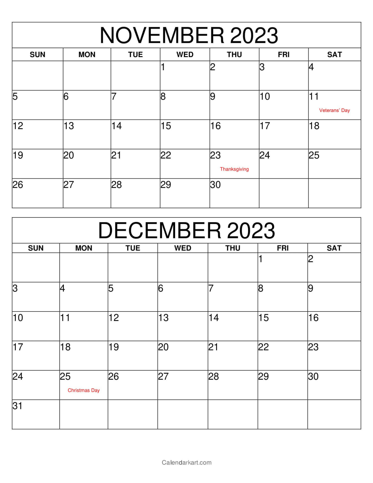 Printable November December  Calendar (th Bi-monthly