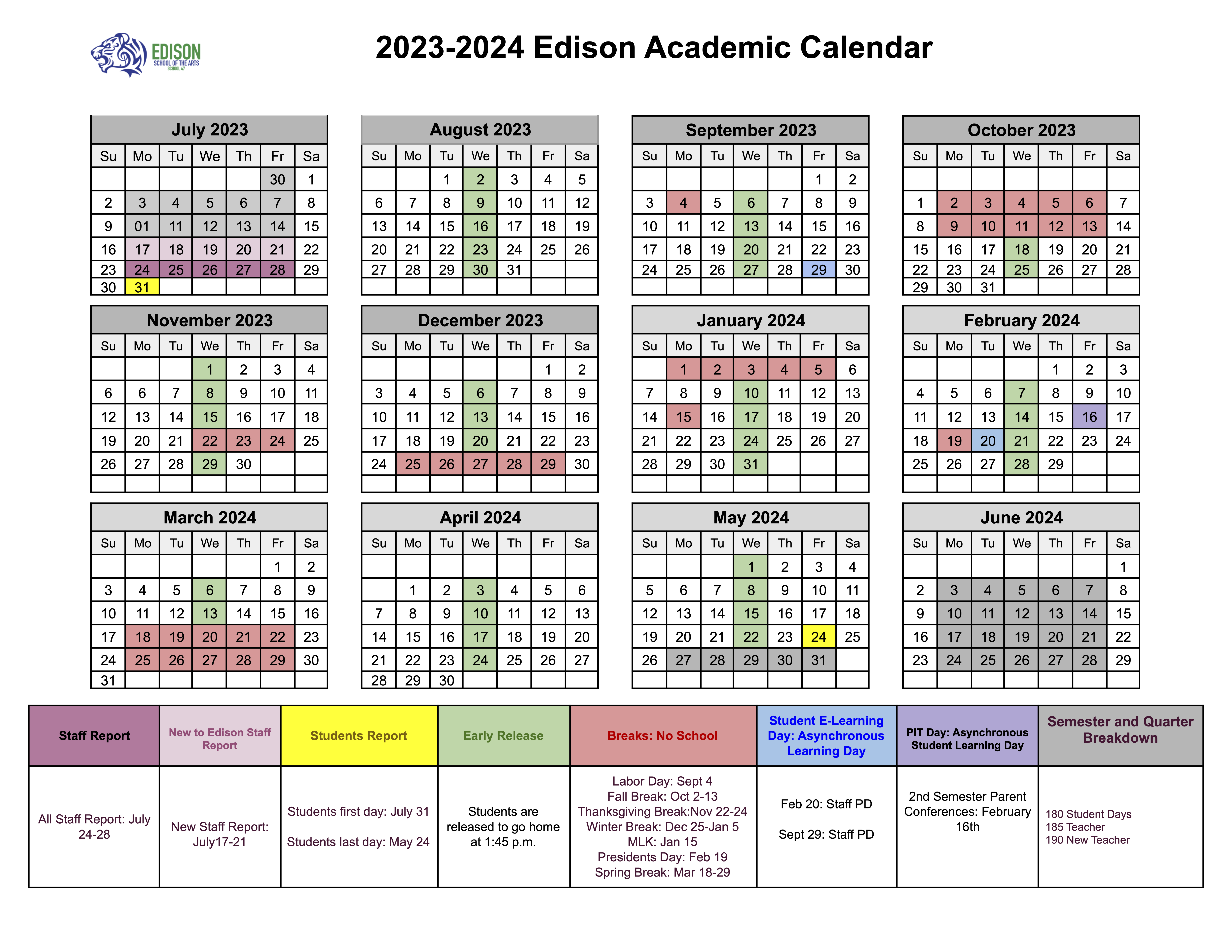 - School Calendar – Edison School of the Arts, Inc