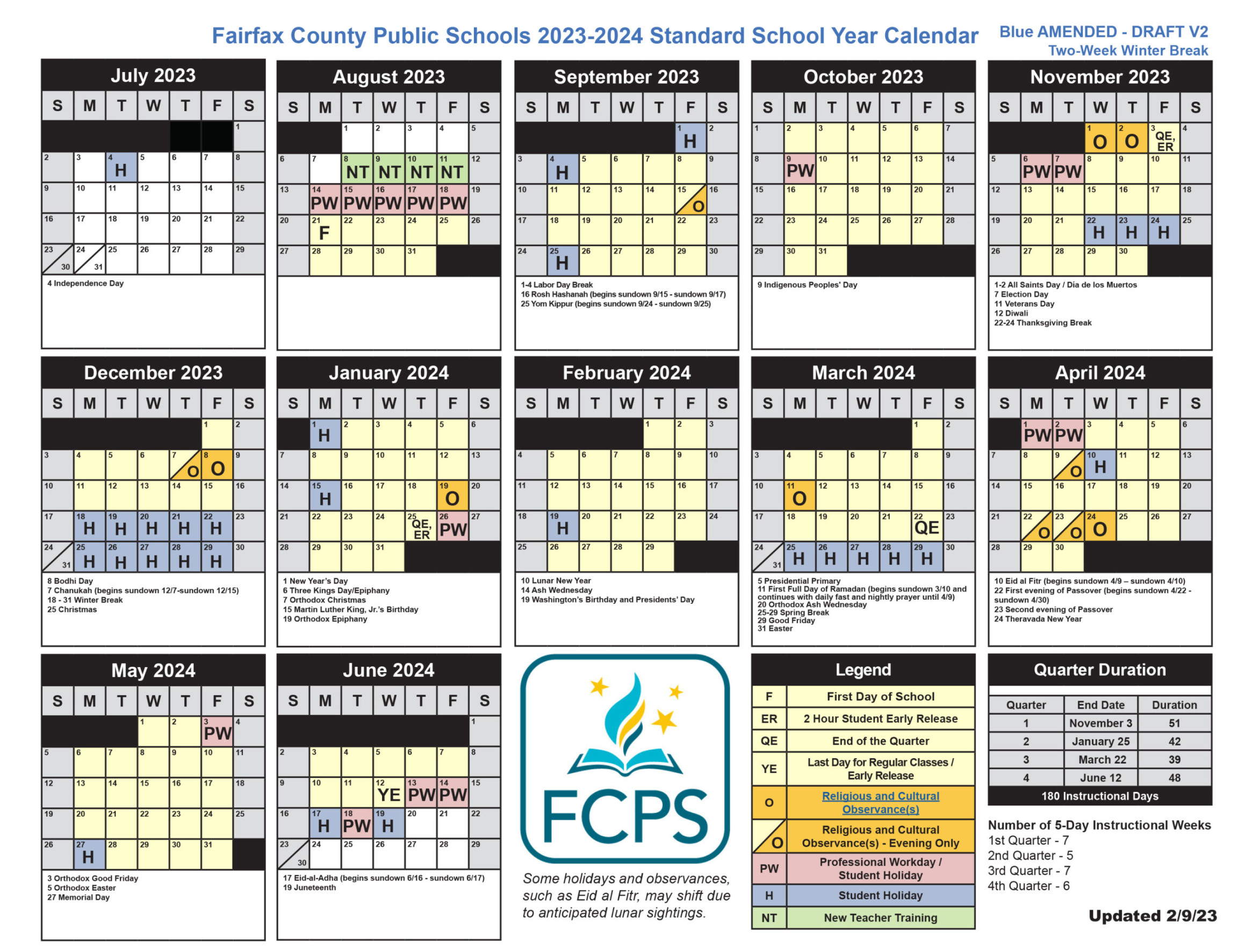 School Calendar Set in Fairfax Co