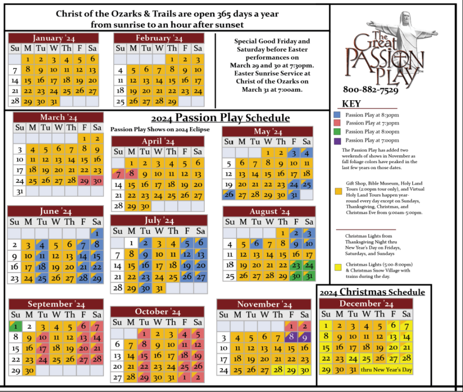 Season Schedule - The Great Passion Play