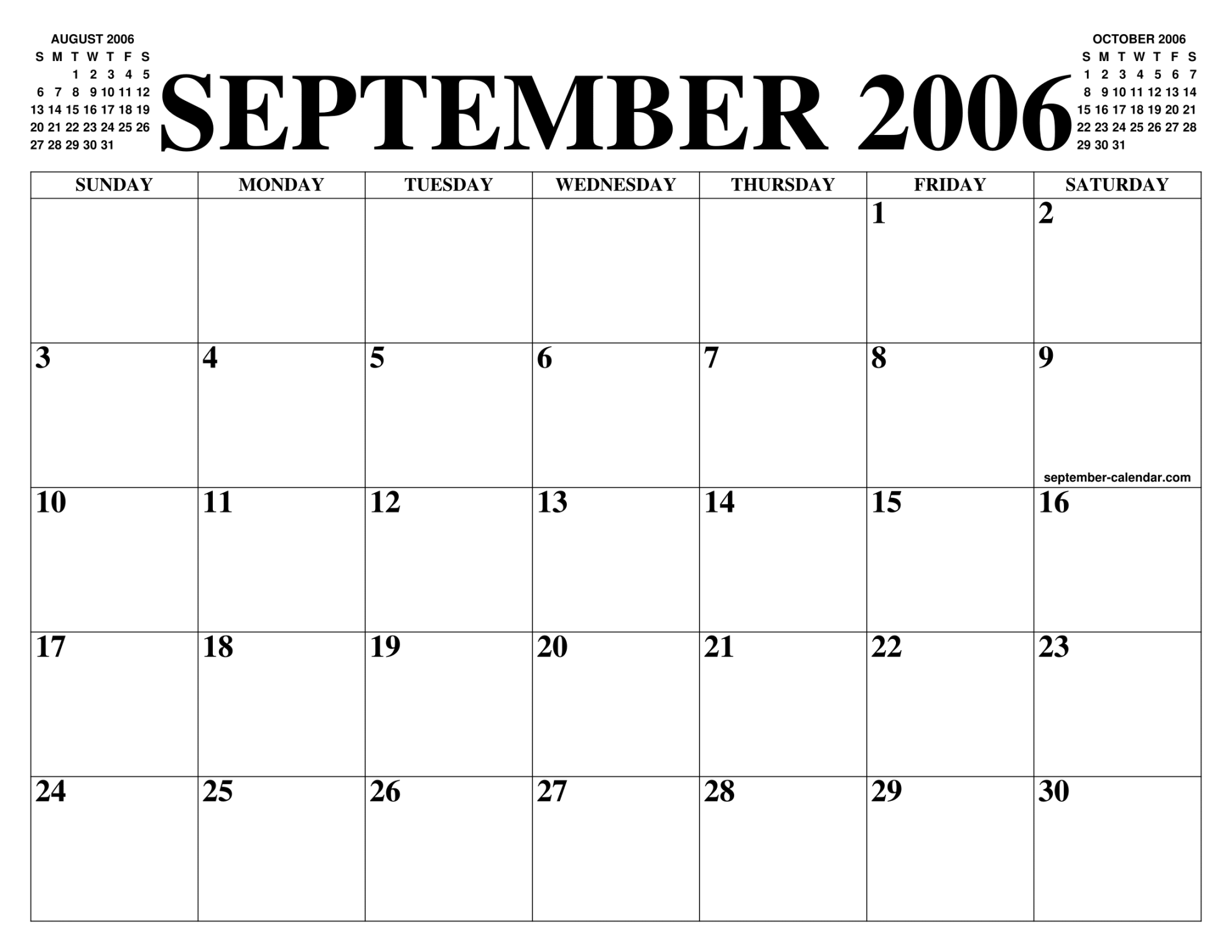 SEPTEMBER  CALENDAR OF THE MONTH: FREE PRINTABLE SEPTEMBER