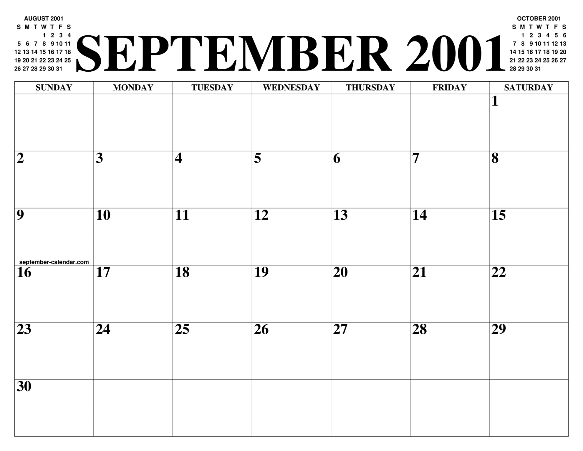 SEPTEMBER  CALENDAR OF THE MONTH: FREE PRINTABLE SEPTEMBER