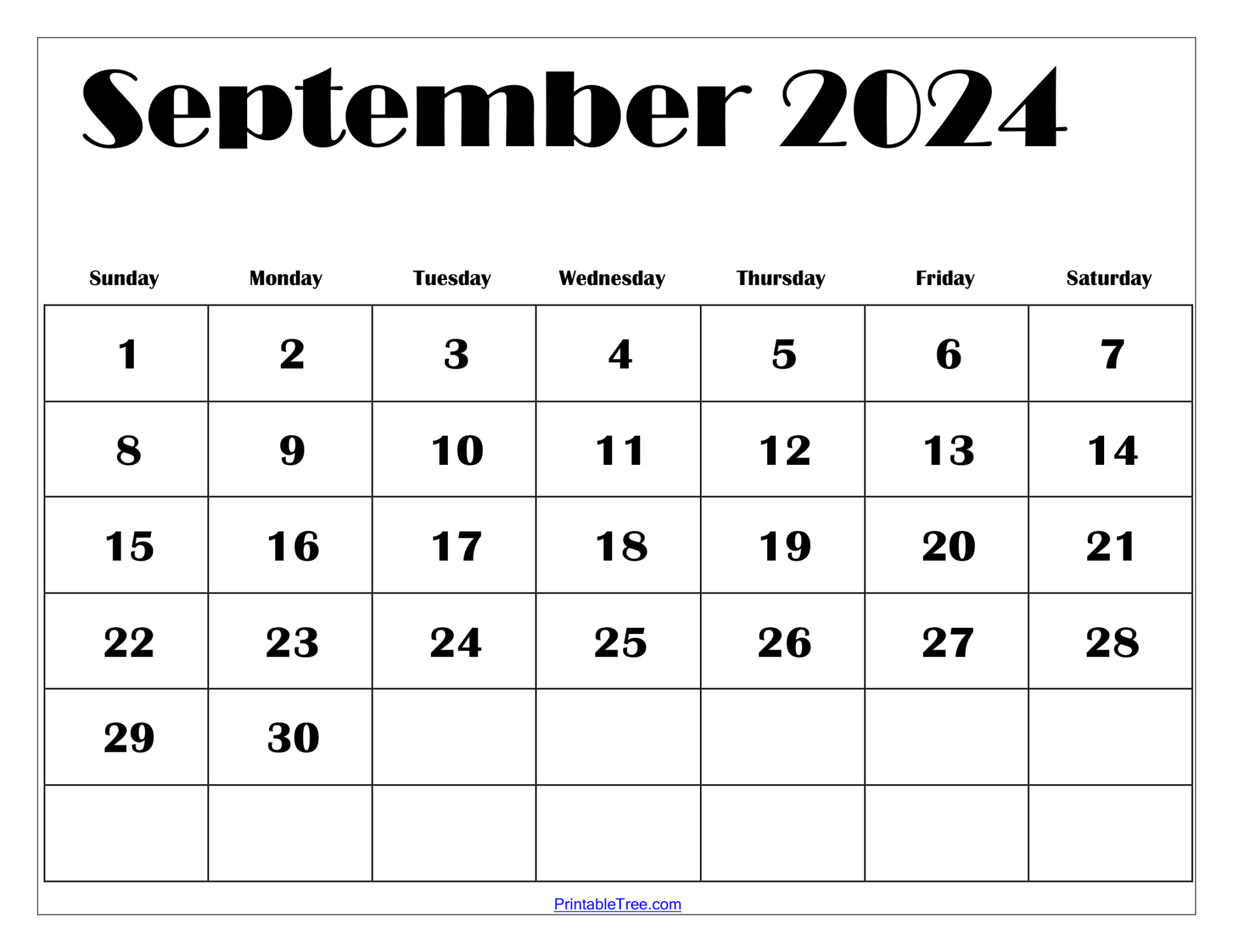 September 2024 Calendar Print