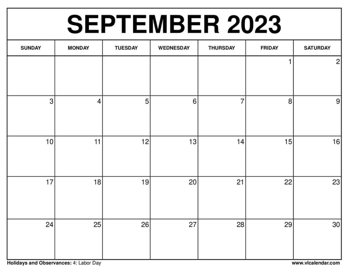 September  Calendar Printable Templates with Holidays