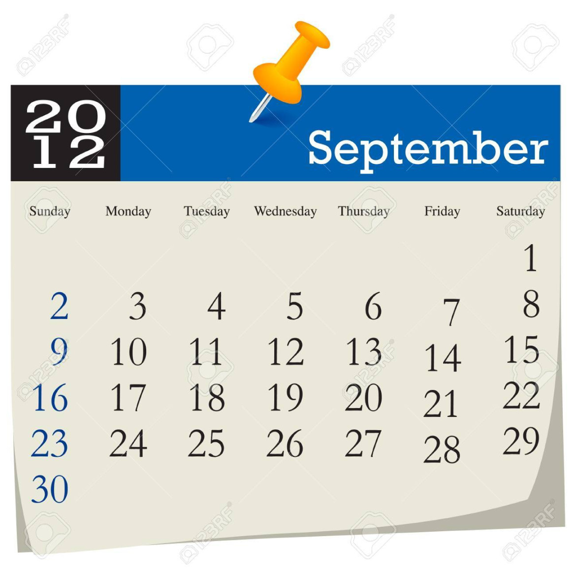September  Calendar Royalty Free SVG, Cliparts, Vectors, and