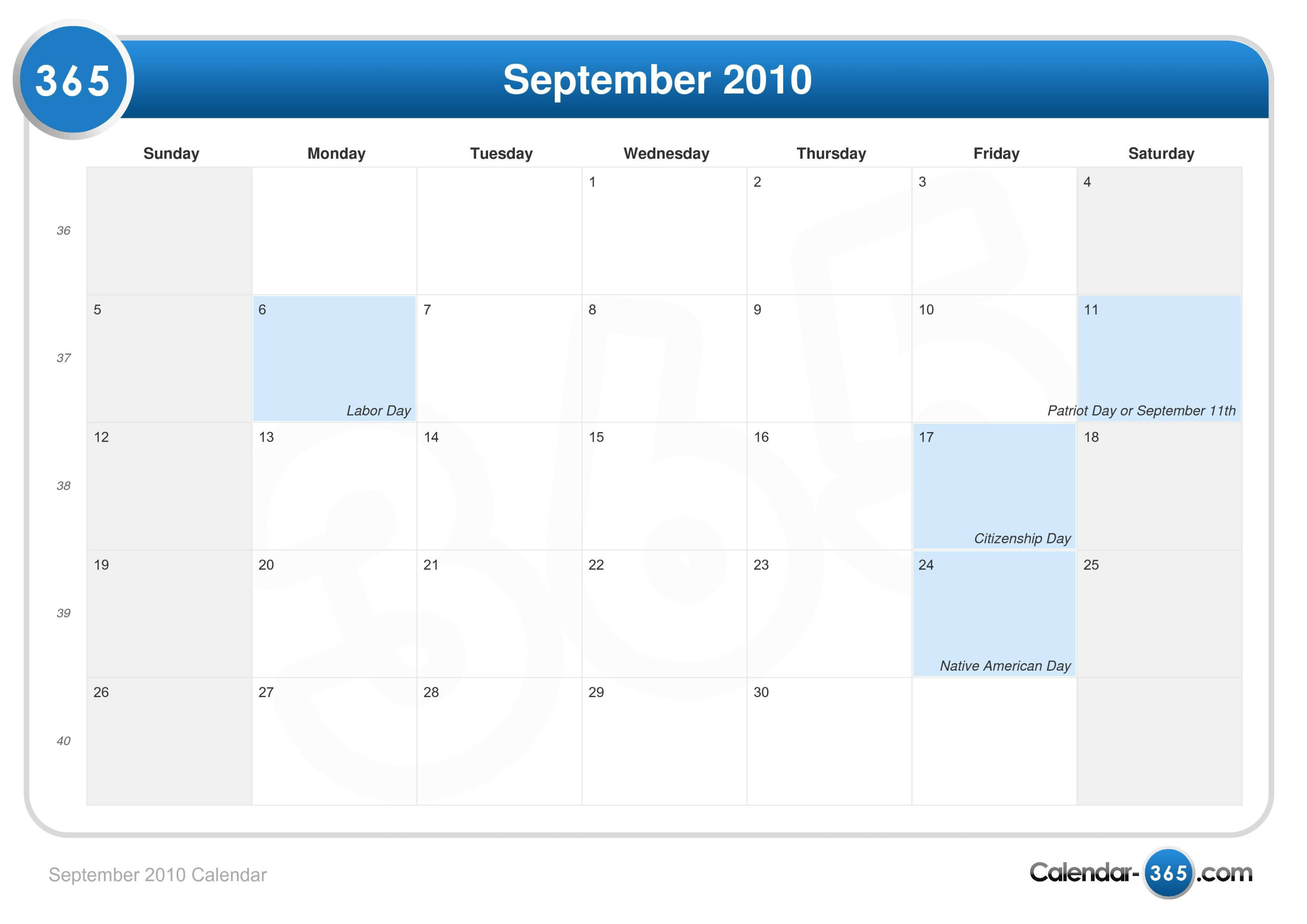 September  Calendar