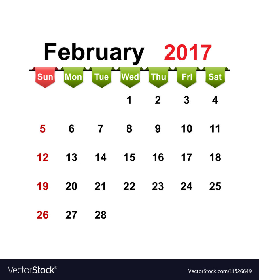 Simple calendar  year february month Vector Image