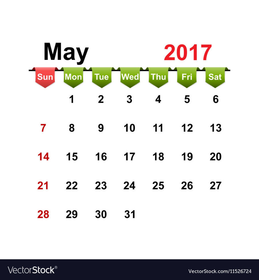 Simple calendar  year may month Royalty Free Vector