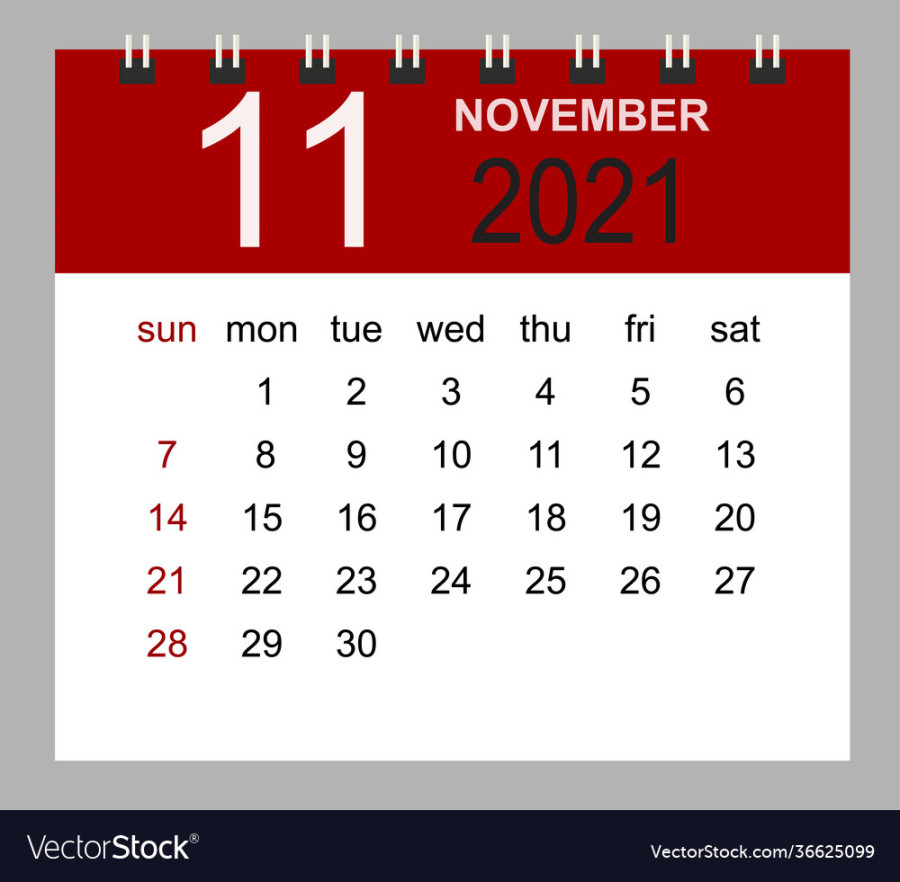 Simple desk calendar for november  week Vector Image