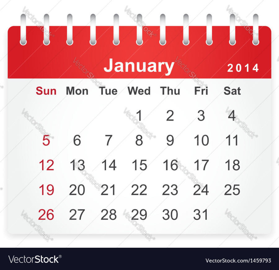 Stylish calendar page for january  Royalty Free Vector