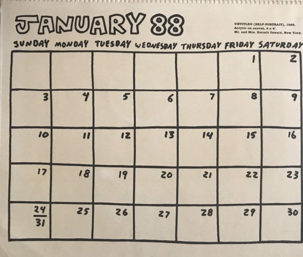 Untitled drawing on calendar by Keith Haring on artnet