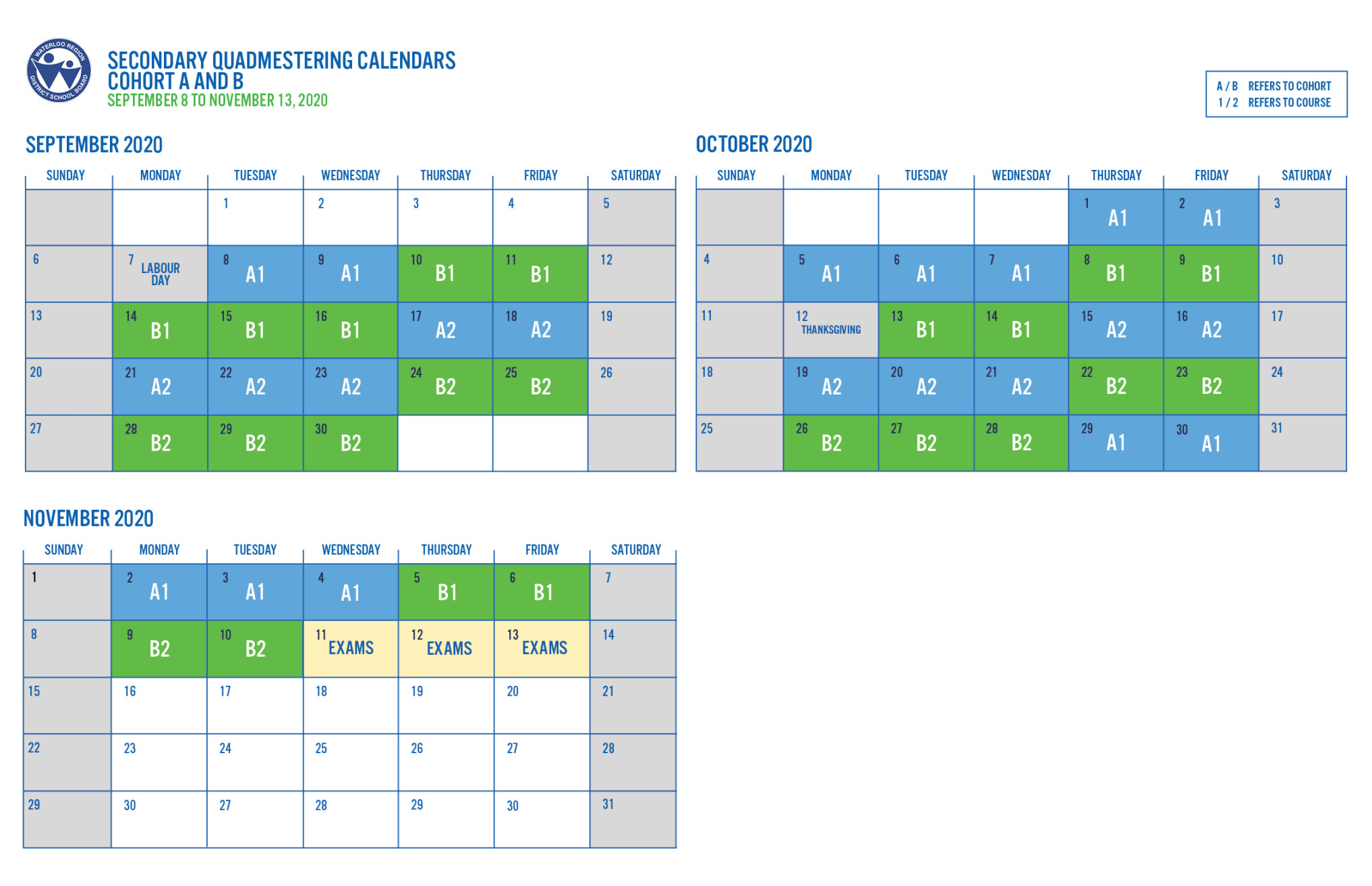 UPDATE: Secondary School Quadmester Calendar and Daily Schedule
